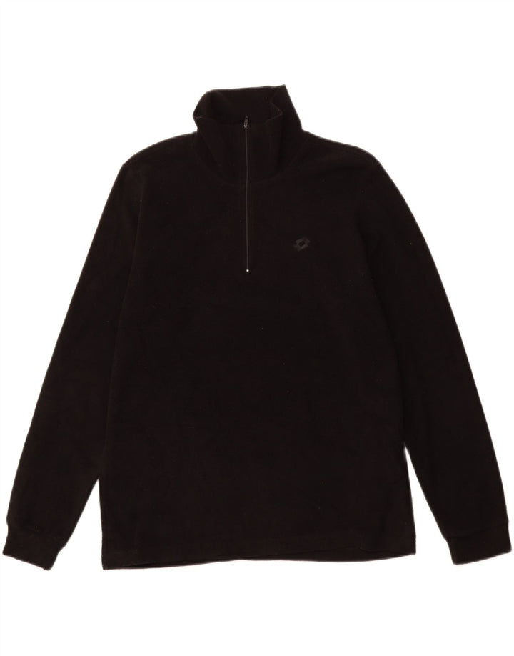 LOTTO Jersey de forro polar con cuello y cremallera para hombre Grande Poliéster negro