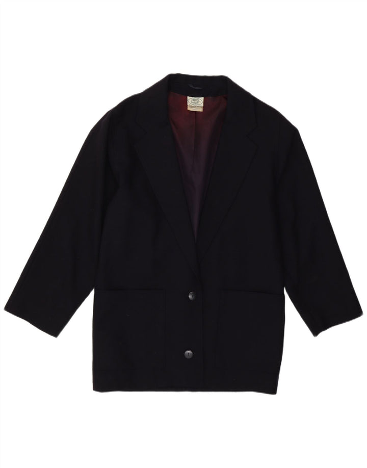 Laura Ashley Chaqueta Blazer de 2 Botones para Mujer UK 10 Small Lana Azul Marino