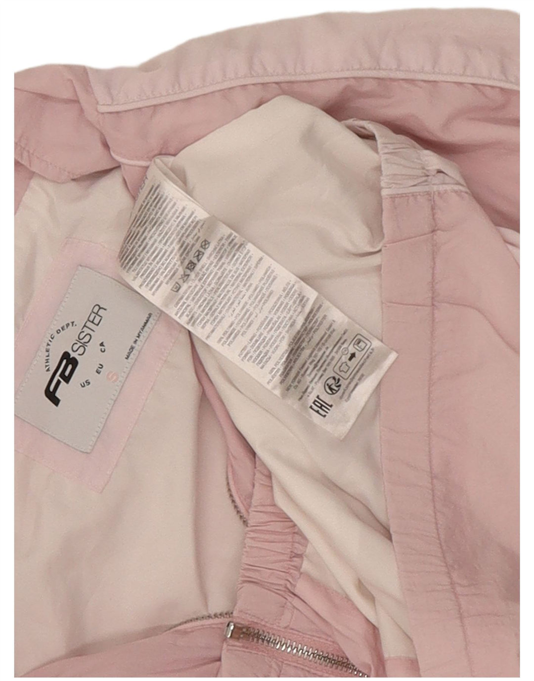 FB Sister Chaqueta impermeable de gran tamaño con estampado gráfico para mujer, talla 40, color rosa pequeño