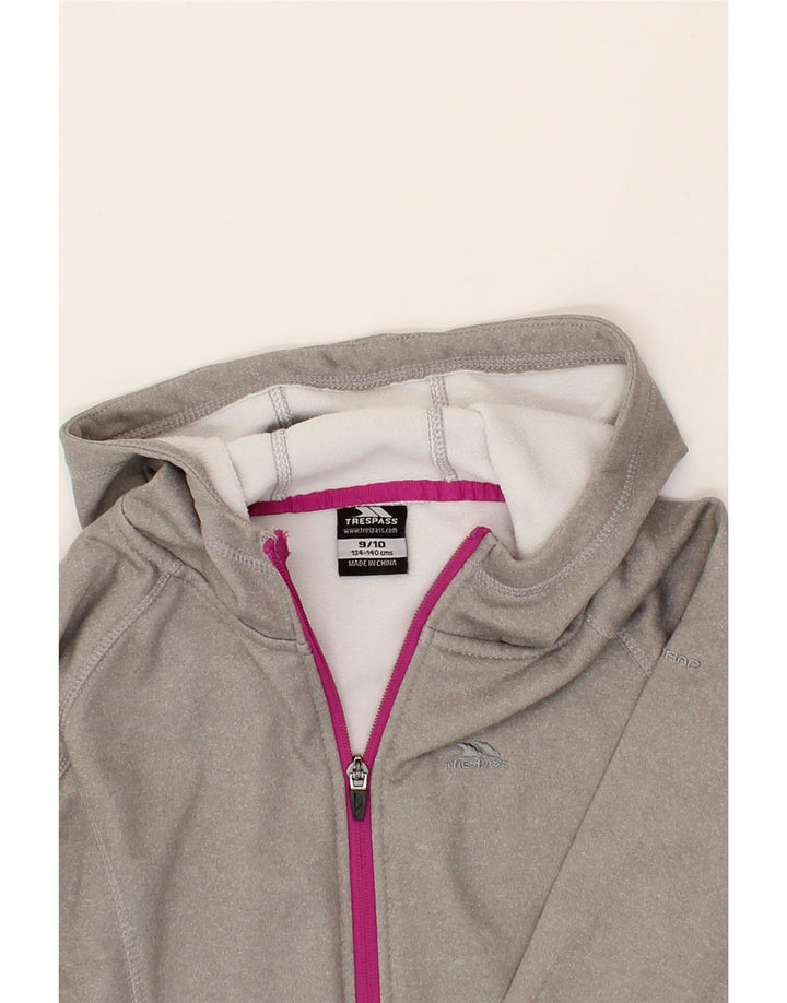 TRESPASS Girls Zip Hoodie Sweater 9-10 Years Grey Polyester Vintage Trespass and Second-Hand Trespass from Messina Hembry 