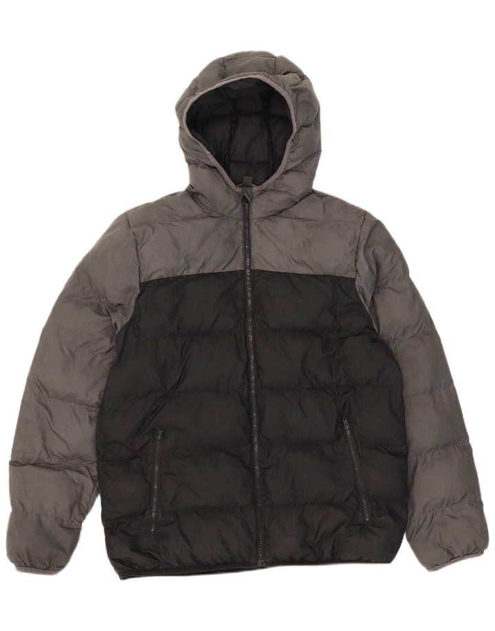 Adidas Chaqueta acolchada con capucha para niño 15-16 años Negro Poliéster color block