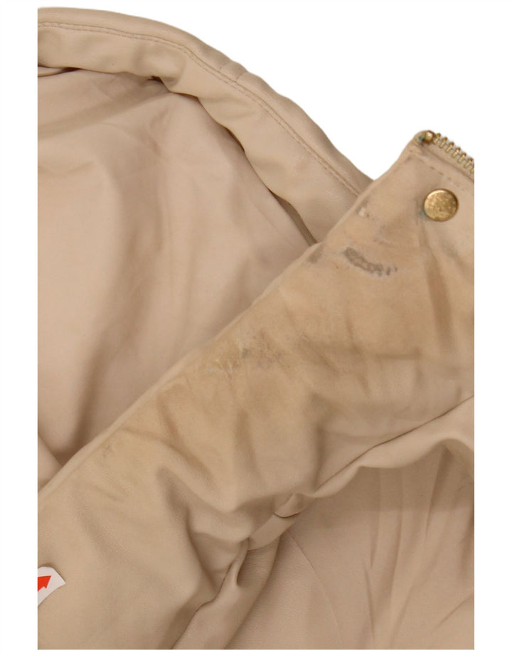 ZARA Mujer Abrigo Acolchado Sin Mangas Con Capucha ES 44 Poliéster Beige Medio