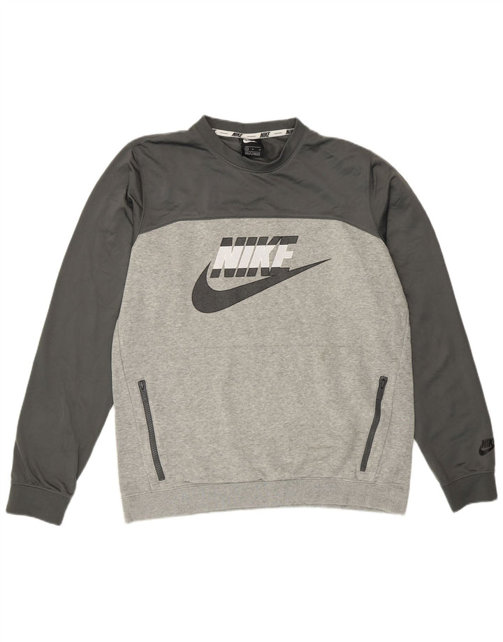 Nike Hombre Sudadera con gráfico tipo jersey de algodón color block en gris medio