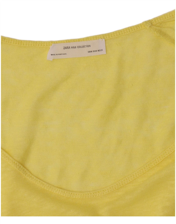 Zara Camiseta Mujer Top UK 12 Medium Amarillo