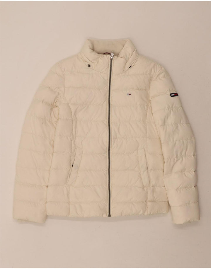 TOMMY HILFIGER Womens Padded Jacket UK 10 Small White Polyester Vintage Tommy Hilfiger and Second-Hand Tommy Hilfiger from Messina Hembry 
