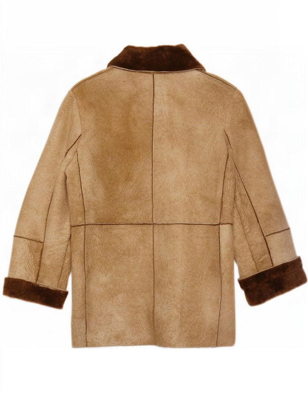 Vintage mujer shearling chaqueta Reino Unido 14 marrón medio