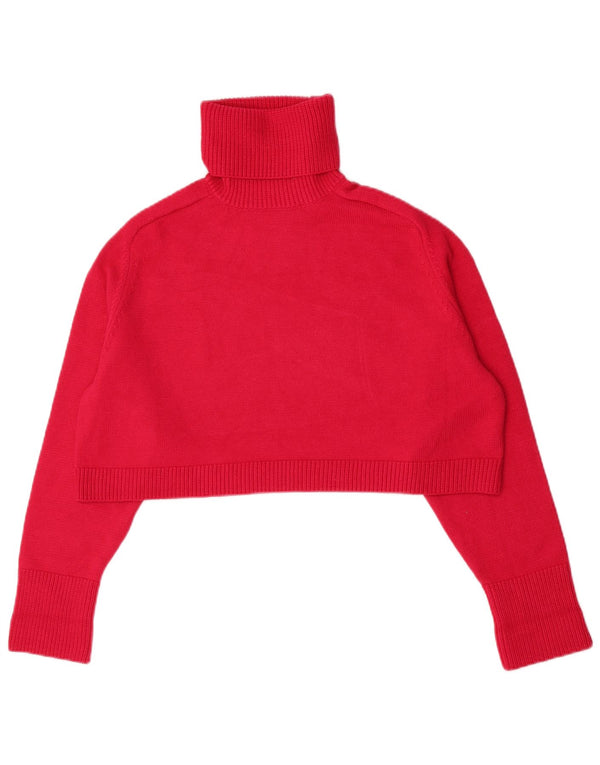Zara Mujer Crop Roll Neck Jumper Sweater UK 44 Medium Viscosa Roja