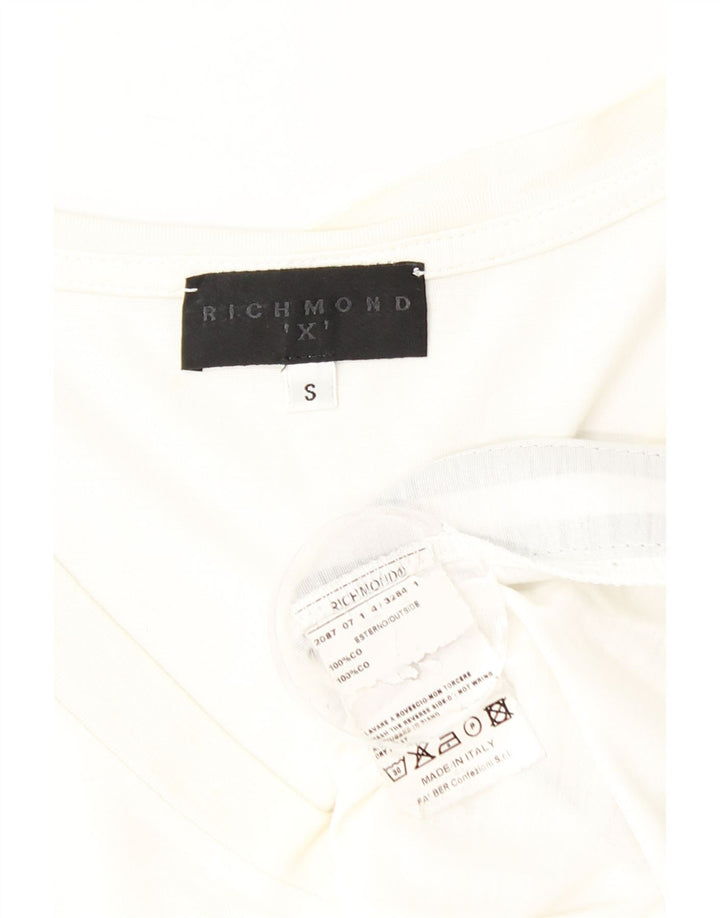 Richmond Mens Top Manga Larga Pequeño Algodón Blanco