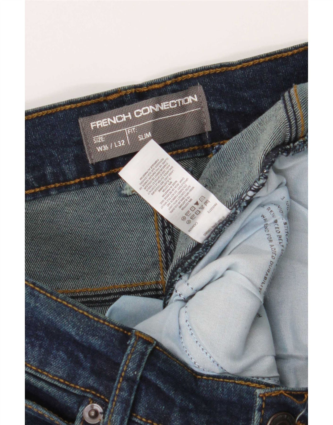 French Connection Vaqueros ajustados para hombre W36 L32 Algodón azul marino