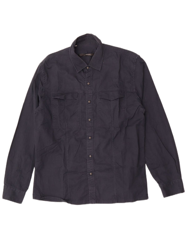 Camisa occidental vintage para hombre 2XL Algodón azul marino