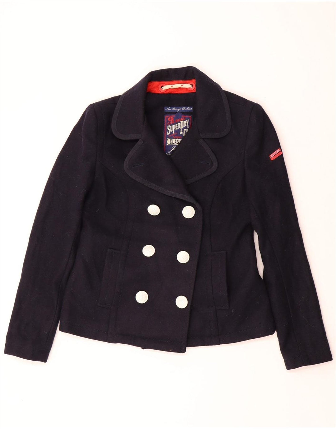 SUPERDRY Chaquetón para Mujer UK 44 Medio Lana Azul Marino