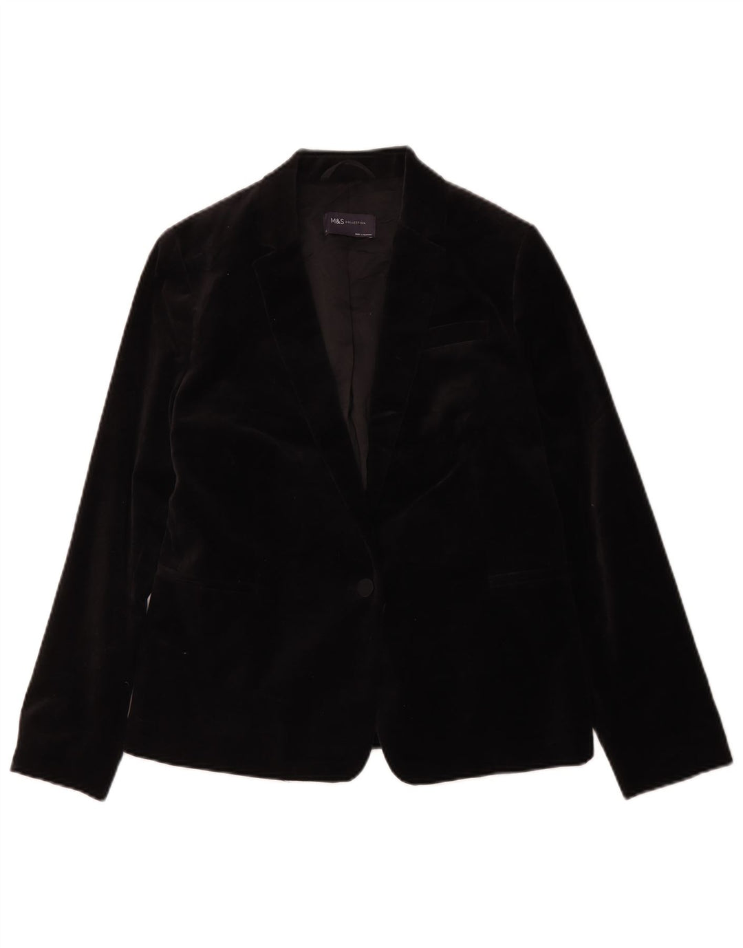Marks & Spencer Chaqueta Blazer de Terciopelo con 1 botón para Mujer UK 40 Small Black