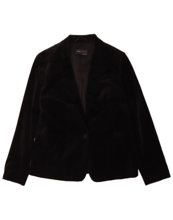 Marks & Spencer Chaqueta Blazer de Terciopelo con 1 botón para Mujer UK 40 Small Black