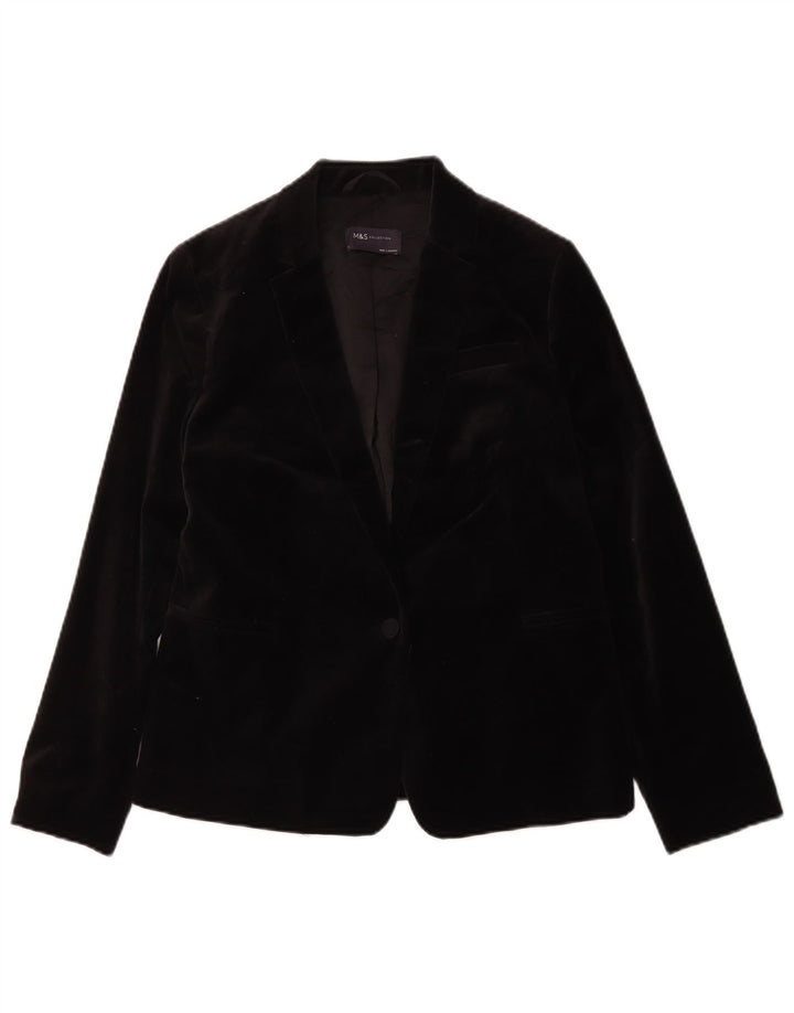 Marks & Spencer Chaqueta Blazer de Terciopelo con 1 botón para Mujer UK 40 Small Black