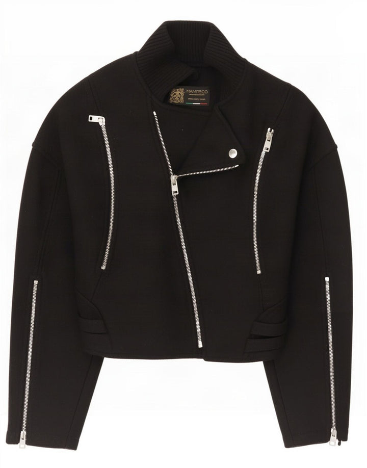 Zara Mujer Chaqueta Biker UK 6 XS Lana Negra