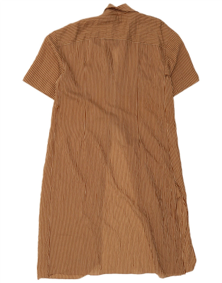 Zara Mujer Vestido De Túnica Extragrande Reino Unido 10 Pequeño Marrón Rayas Pintadas