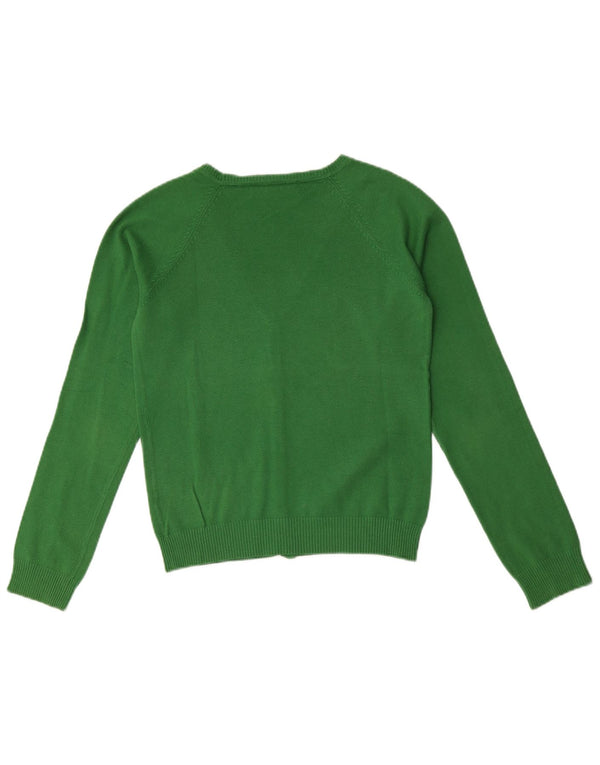 Zara Mujer Crop Cardigan Suéter UK 12 Algodón Verde Medio