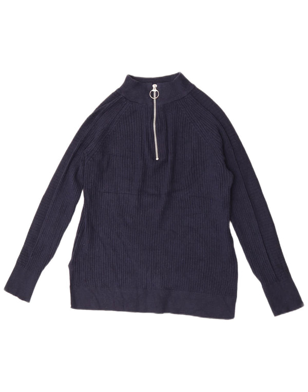 Marks & Spencer Jersey con cuello y cremallera para mujer UK 10 Small Azul marino