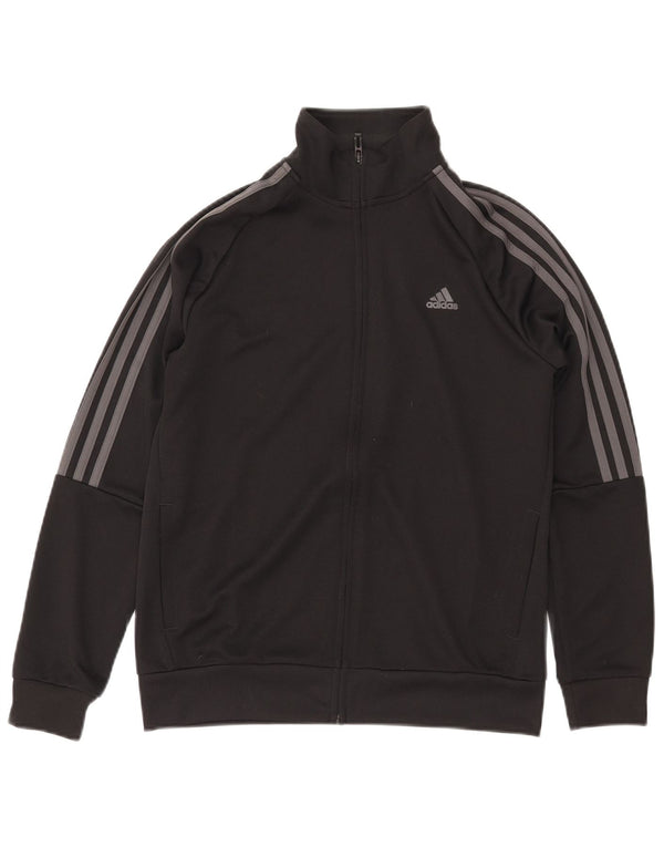 ADIDAS Boys Primegreen Chándal Top Chaqueta 13-14 Años Negro Poliéster