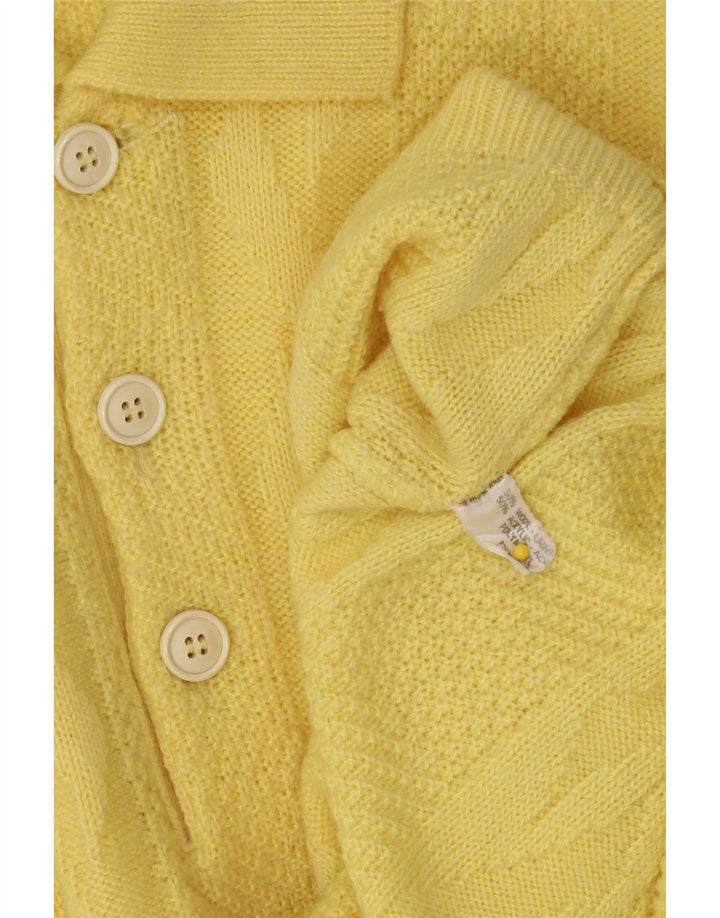 Vintage hombres polo cuello jersey suéter grande lana amarilla