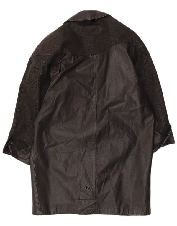 Abrigo de cuero de manga 3/4 para mujer Winlit UK 44 Medium Black Colourblock