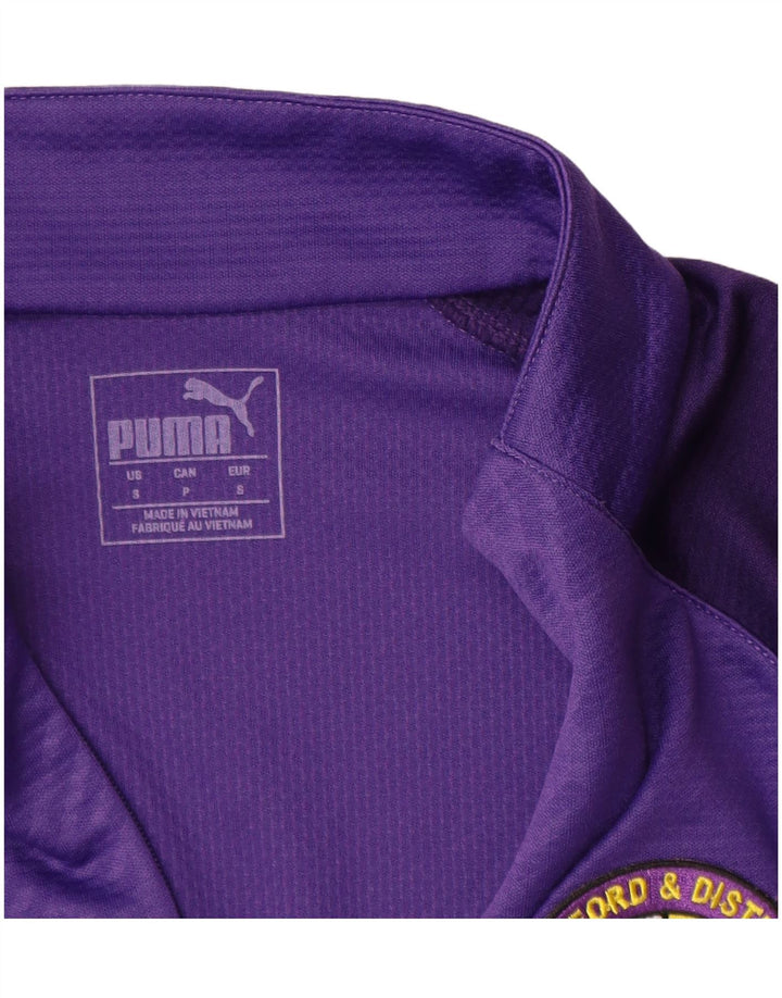 PUMA Top de chándal con cuello con cremallera y gráfico para hombre, pequeño, morado, geométrico