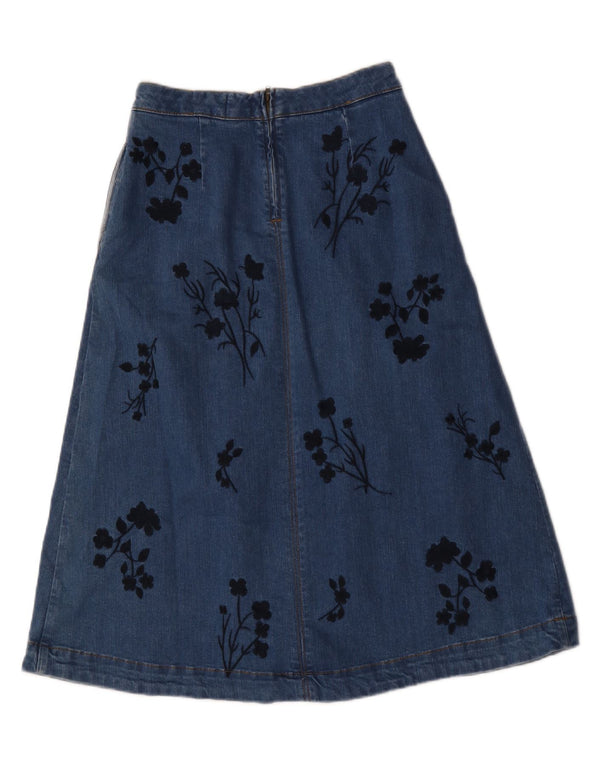 White Stuff Falda Vaquera Estampada para Mujer UK 8 Small W28 Algodón Floral Azul