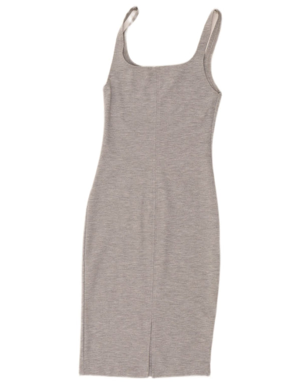 Zara Mujer Trafaluc Vestido Ajustado Sin Mangas Reino Unido 8 Pequeño Gris Moteado