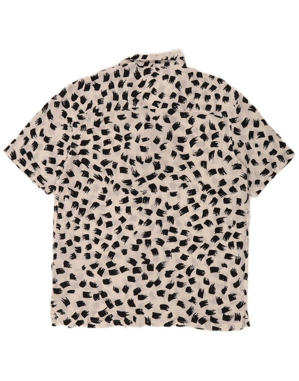 Zara Hombre Camisa Regular Fit De Manga Corta Grande Viscosa Moteada Blanca