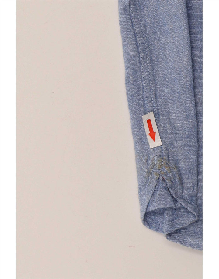 Camisa de manga corta para hombre Fat Face Small de lino azul