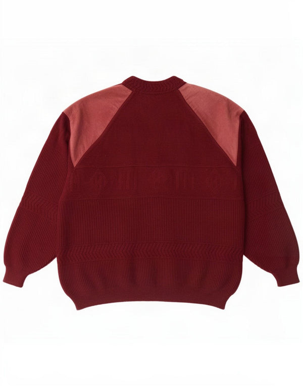 Rainbow - Jersey de cuello redondo para hombre IT 50 Medium Borgoña Colorblock