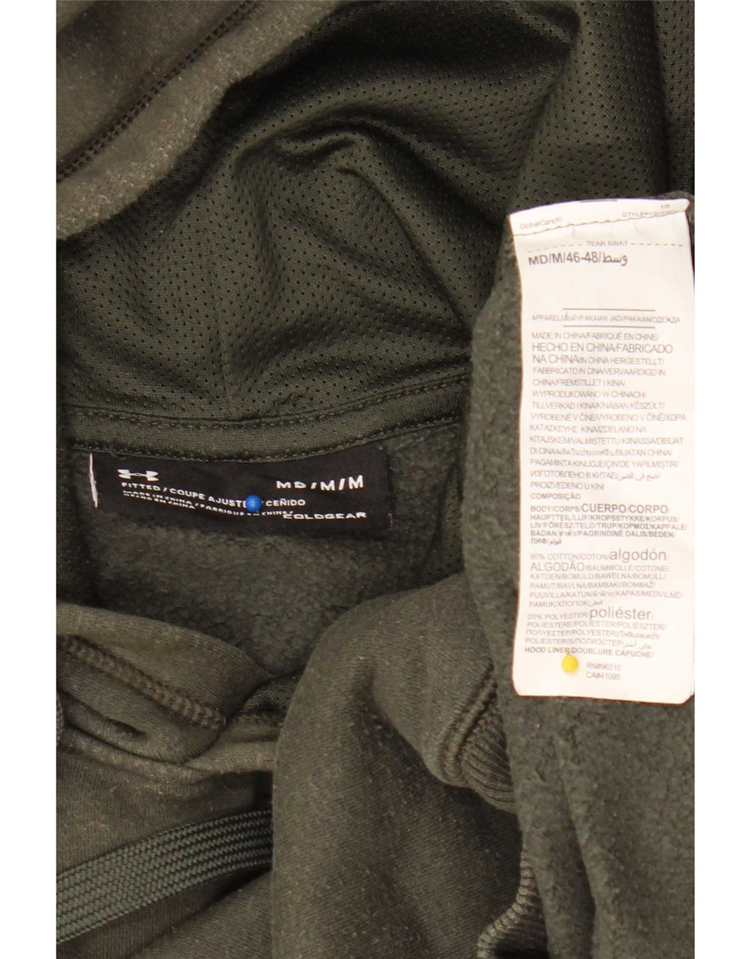 Under Armour Cold Gear Sudadera con capucha tipo jersey de algodón caqui mediano para hombre