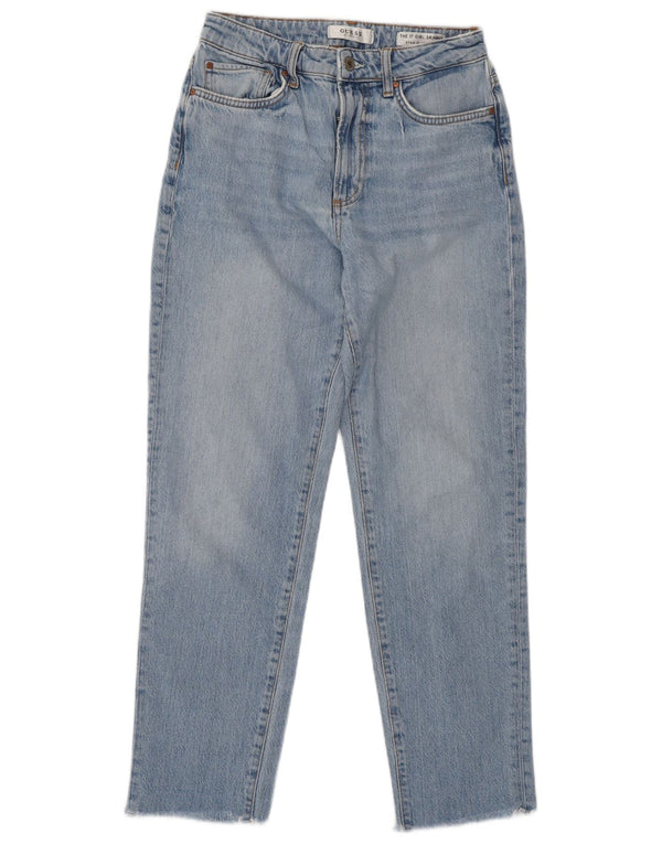 Guess Vaqueros rectos ajustados de cintura alta para niñas 11-12 años W26 L27 Azul