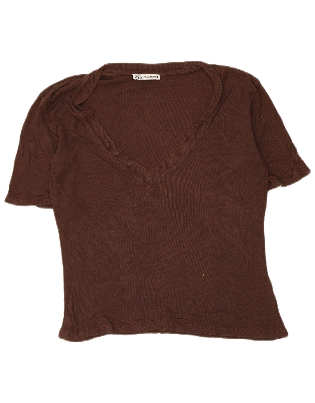 Zara Mujer Camiseta Top UK 12 Marrón Medio