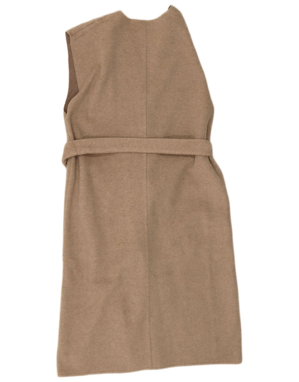 Zara Mujer Suéter Cárdigan Largo Sin Mangas UK 44 Medium Beige