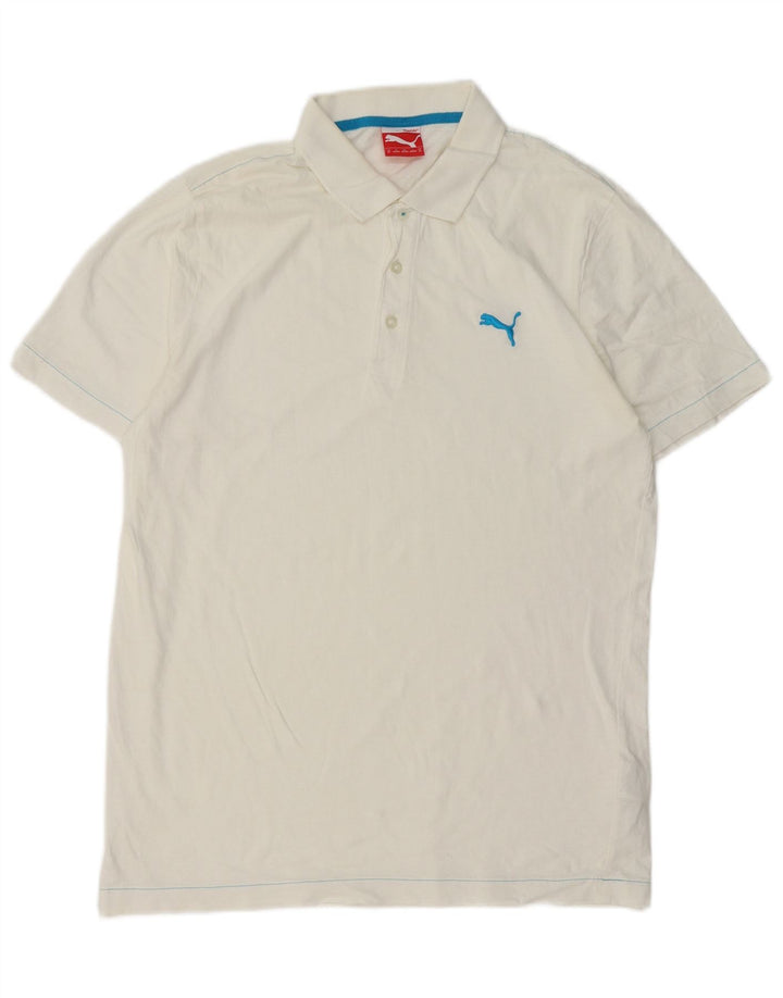 PUMA Polo para hombre de algodón blanco mediano