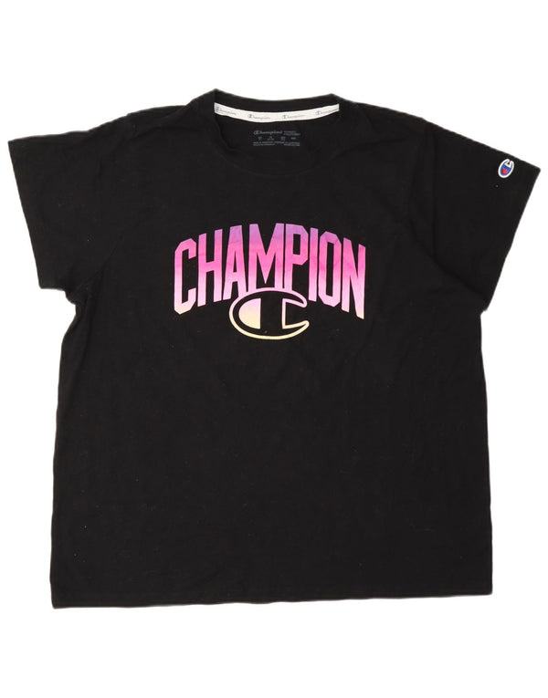 Champion Camiseta gráfica para mujer Top UK 40 XL Algodón negro