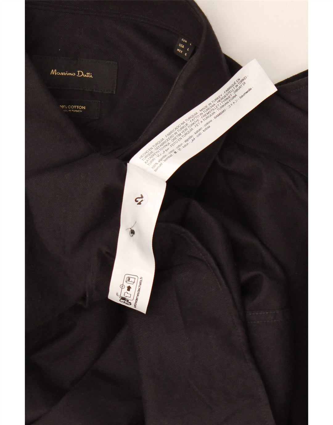 Camisa Massimo Dutti Hombre Grande Negro Algodón