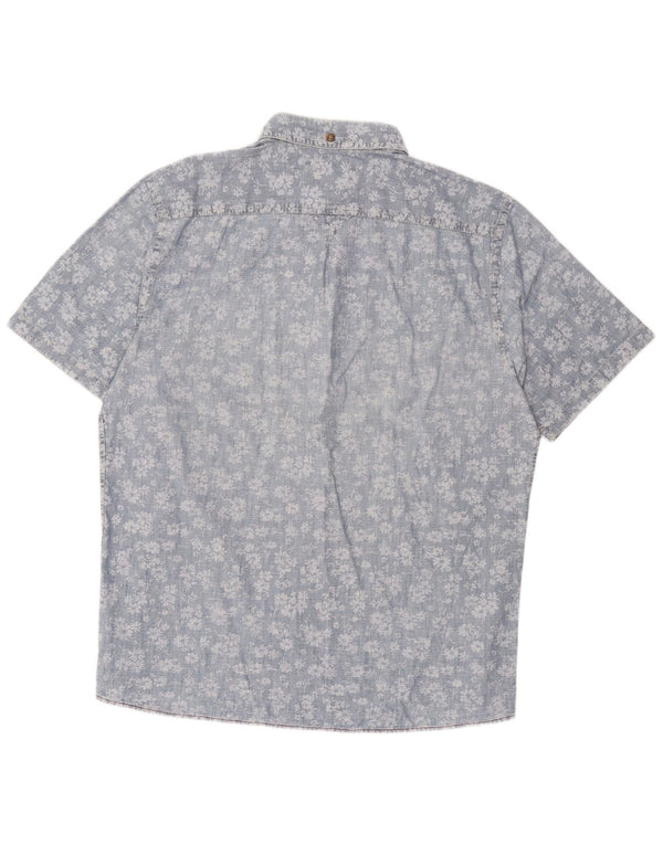 Marlboro Classics Camisa de manga corta para hombre, ajustada, talla 2XL, color azul floral