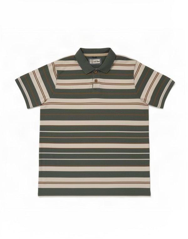 Polo de hombre Fat Face XL de algodón a rayas verdes