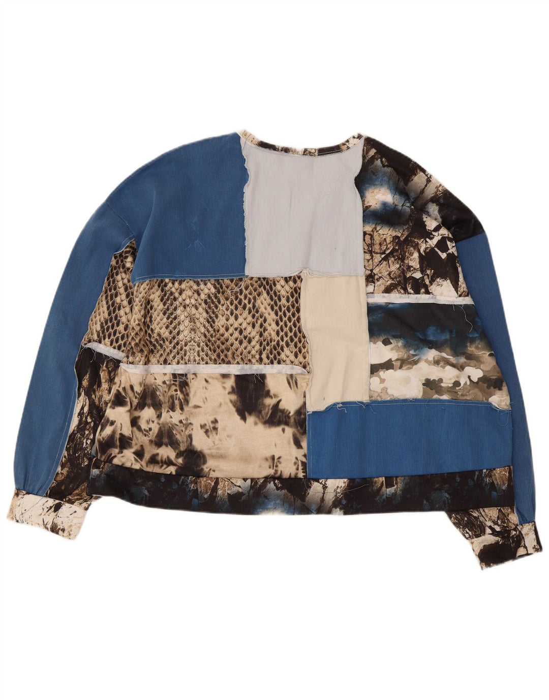 Zara Mujer Crop Graphic Top Manga Larga UK 44 Mediano Multicolor