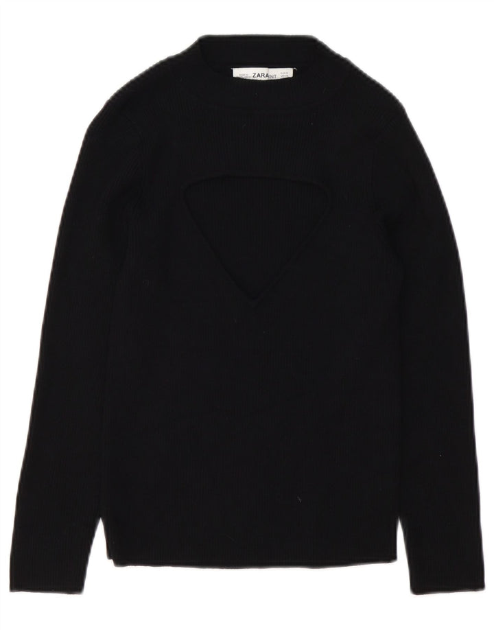 Zara - Jersey de cuello redondo para mujer, talla 40, color negro