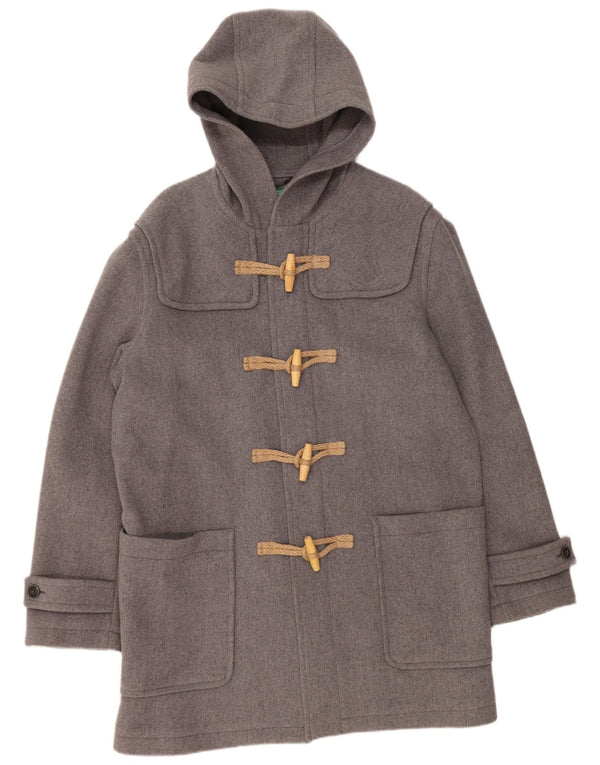 BENETTON Trenca con capucha para hombre UK 42 XL Lana gris