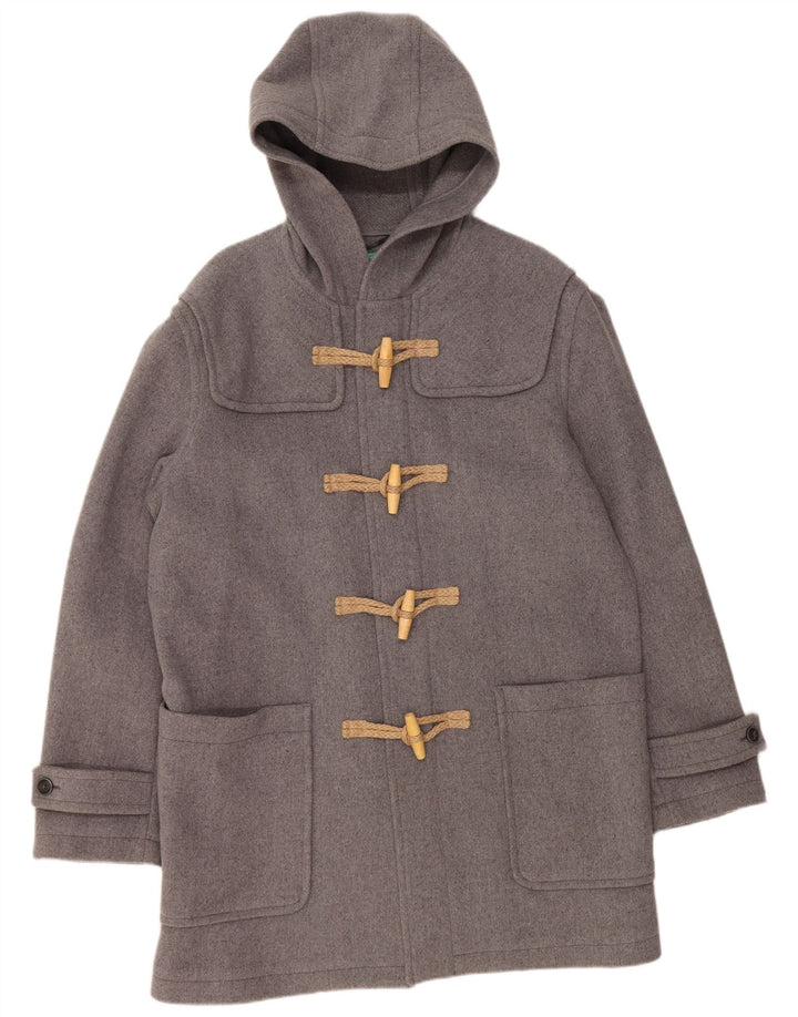 BENETTON Trenca con capucha para hombre UK 42 XL Lana gris
