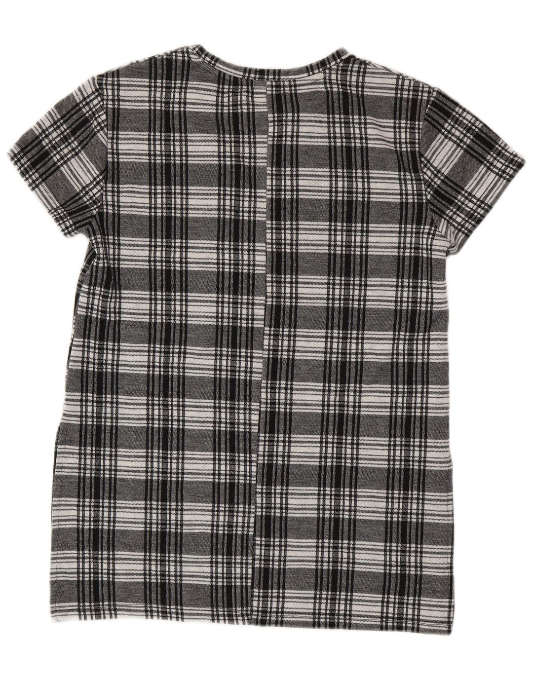 ZARA Blusa larga de manga corta para mujer Top UK 10 Small Black Plaid