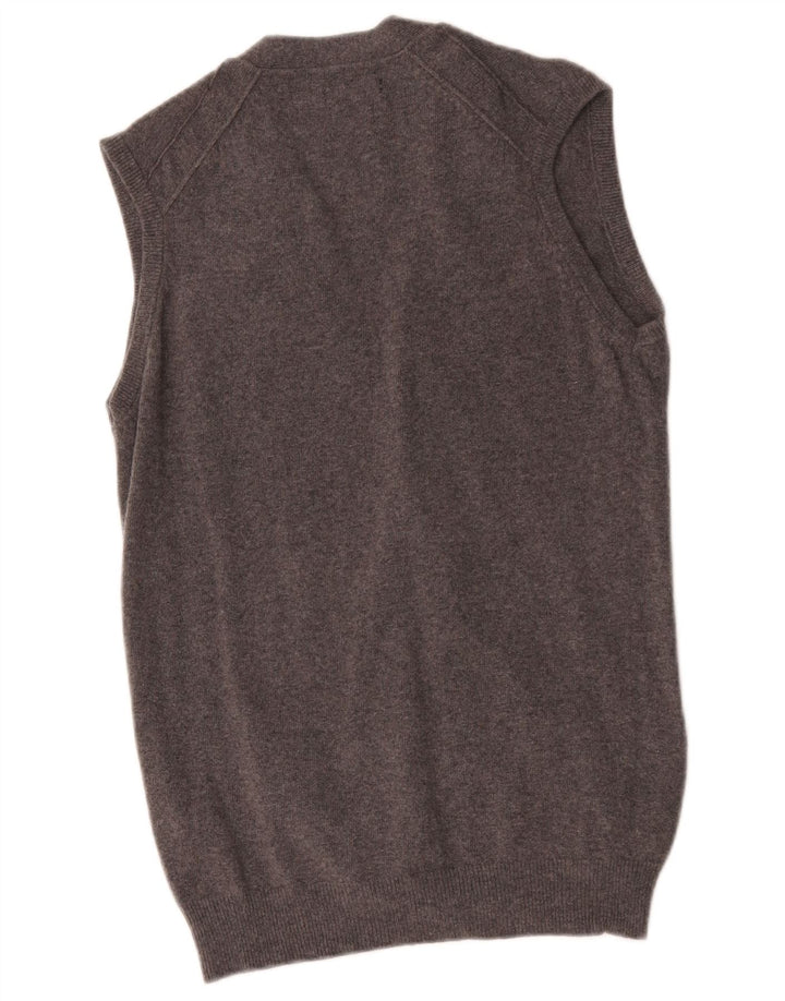 Massimo Dutti Hombre Cárdigan Sin Mangas Lana Gris Medio