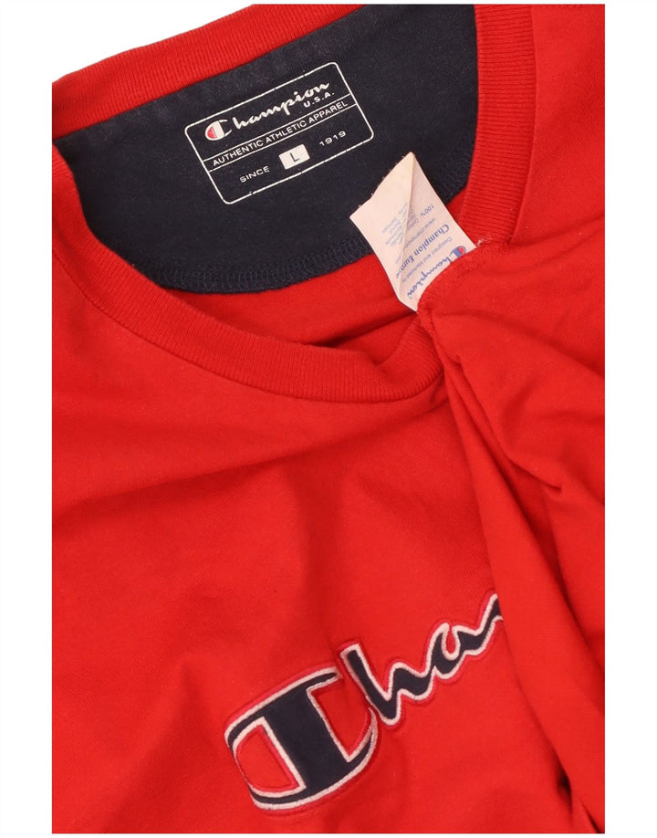 CHAMPION Camiseta gráfica para hombre Top grande de algodón rojo