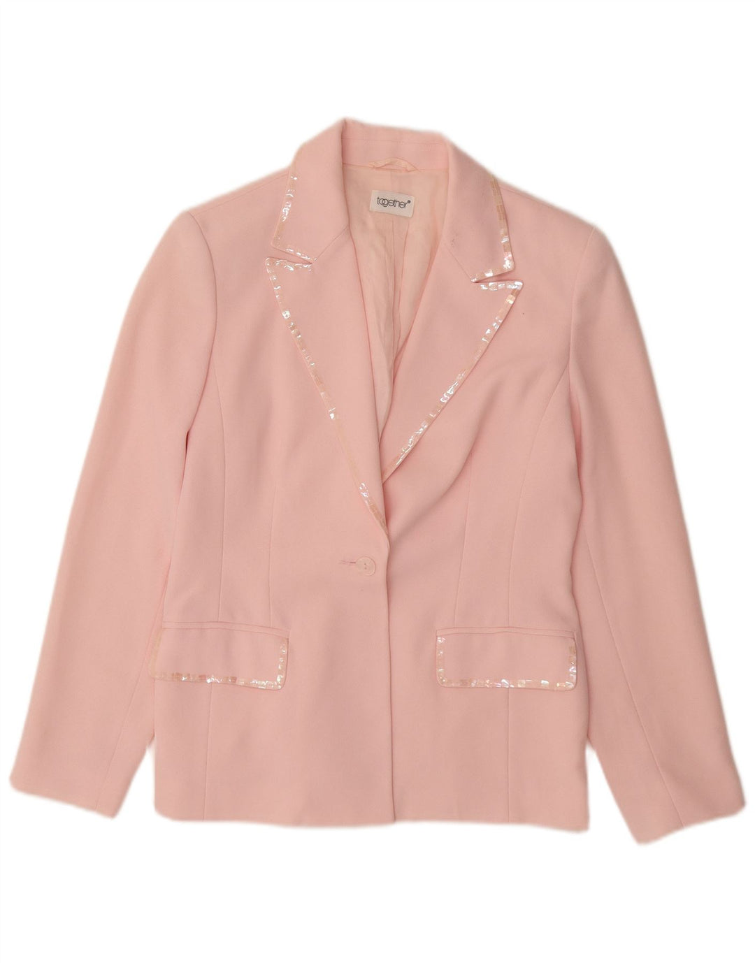 TOGETHER Chaqueta tipo blazer de 1 botón para mujer UK 40 Poliéster rosa medio