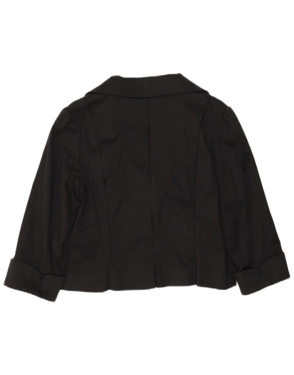 Coast Chaqueta Blazer Corta de Manga 3/4 para Mujer UK 44 Mediana Algodón Negro