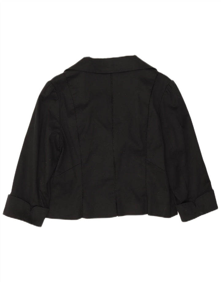 Coast Chaqueta Blazer Corta de Manga 3/4 para Mujer UK 44 Mediana Algodón Negro